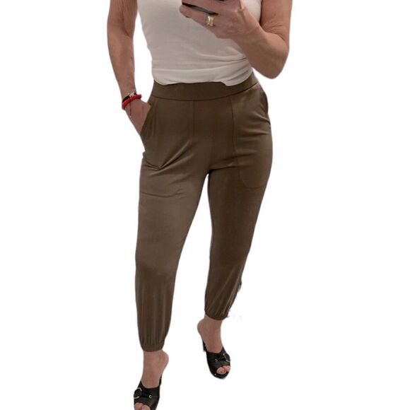 Lisa Rinna Collection Banded Bottom Knit Crop Pants In Dark Taupe.Size XXS - Picture 4 of 15